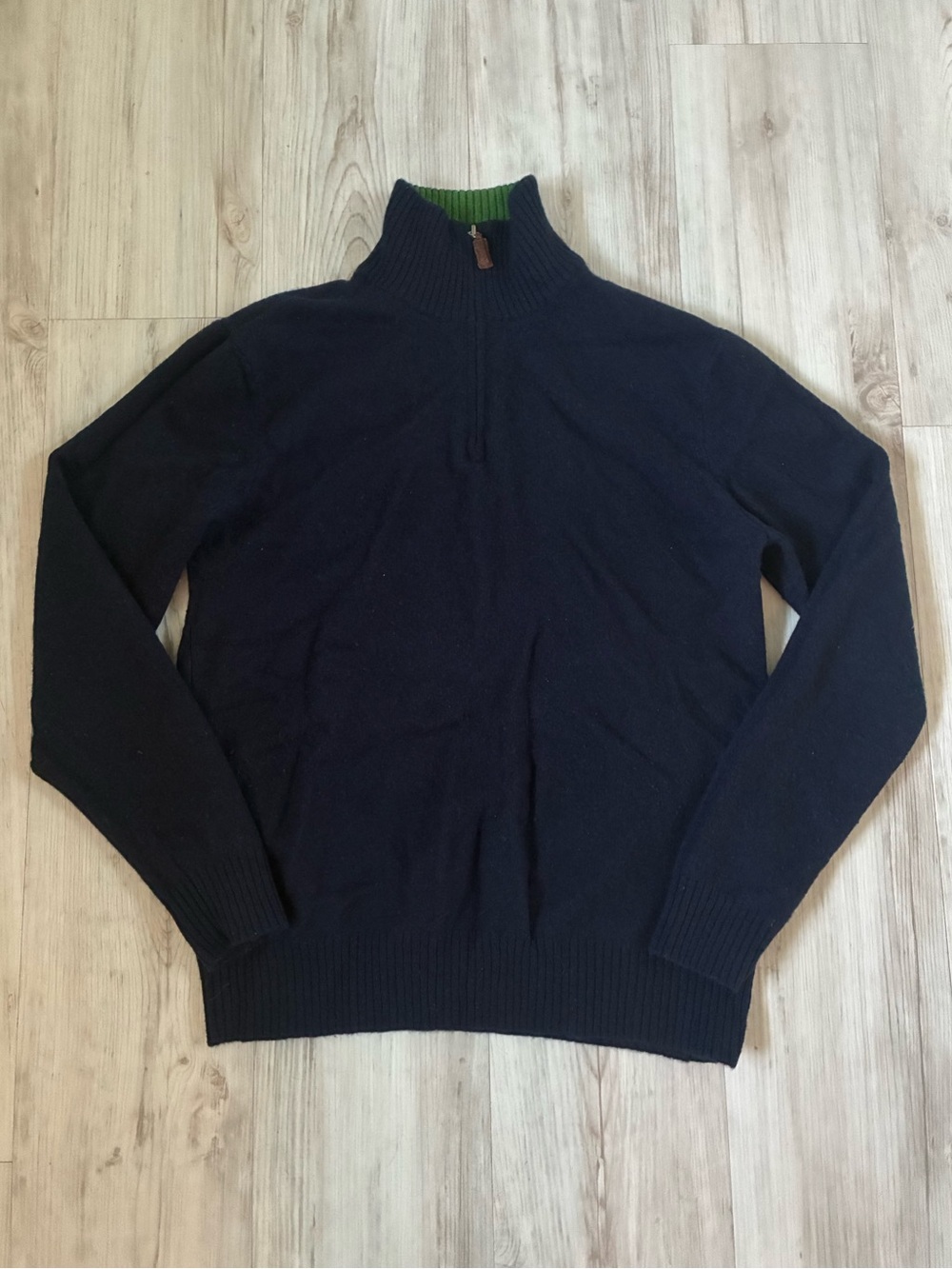 J. Crew Navy Blue 100% Lambswool Quarter Zip Sweater